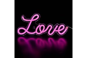 CHI-BUY 5V White Love LED Neon Sign Christmas Wedding Party Decoration Wall Lamp USB Powered Children Bedroom Night Light (NEW LOVE PINK)