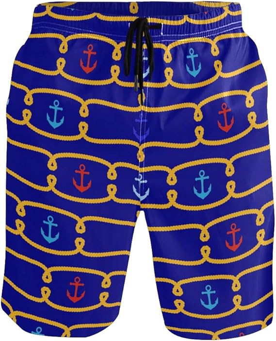 DEZIRO - Troncos de natación para Hombre, diseño de Ancla Azul y Rojo