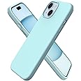 ORNARTO Compatible with iPhone 15 Plus Case 6.7", Slim Liquid Silicone 3 Layers Full Covered Soft Gel Rubber Cover Protective Phone Case with Anti-Scratch Microfiber Lining-Aqua Blue