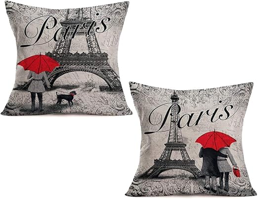 Amazon Com Asamour Pack Of 2 Paris Love Pillow Covers Sweet Lover