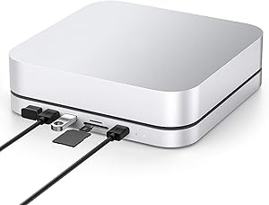 Elecife USB Type C Hub with Hard Drive Enclosure, 7 in 1 Docking Station for Mac Mini M1 with SATA SSD/HDD Slot, Dual USB 3.0/2.0 Port, TF/SD Card Readers, Compatible with Mac Mini 2018/2020