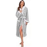 HEARTNICE Plush Long Hooded Robes for Women, Soft Fluffy Womens Fleece Robe Thicker Warm Bathrobes