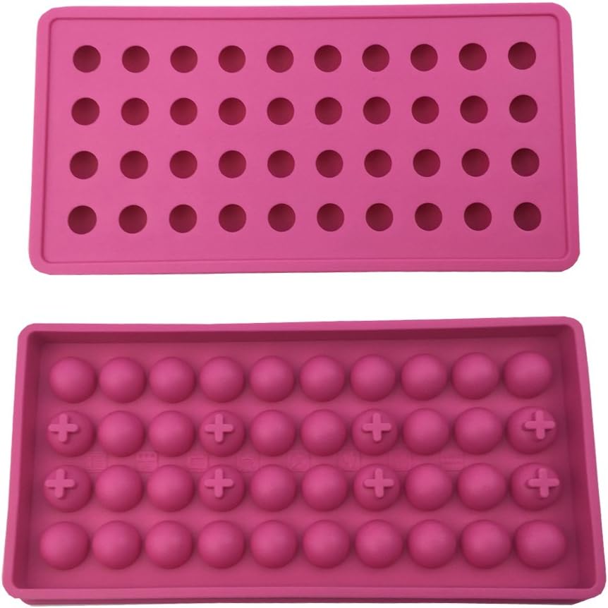 Mydio 2 Pack 40 Tray Mini Ice Ball Moulds DIY Moulds Tool,Great for Candy Pudding Jelly Milk Juice Chocolate Mould or Cocktails & Whiskey Particles (Hot Pink)