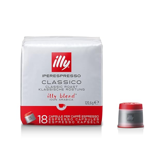 ILLY COFFEE IPERESPRESSO CAPSULES – SINGLE-SERVE COFFEE CAPSULES & PODS – SINGLE ORIGIN COFFEE PODS – CLASSICO MEDIUM ROAST WITH NOTES OF CARAMEL – FOR IPERESPRESSO CAPSULE MACHINES – 18 COUNT
