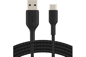 Belkin USB C to USB A Cable, 3.3ft, 15W - Type C Charger, iPhone Charger Cord, Braided, Flexible for iPhone 17 & 16, Galaxy S25, Pixel 10, iPad Pro, AirPods Pro, Switch 2 & More, CarPlay - Black