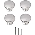 OctinPris 4X Satin Brushed Nickel Knobs Cabinet Hardware Round Mushroom Knob Wardrobe Drawer Pull Handles 30mm/1.18" for Kitchen Cupboard Furniture Chest Door Dresser Bathroom