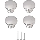 OctinPris 4X Satin Brushed Nickel Knobs Cabinet Hardware Round Mushroom Knob Wardrobe Drawer Pull Handles 30mm/1.18" for Kitc