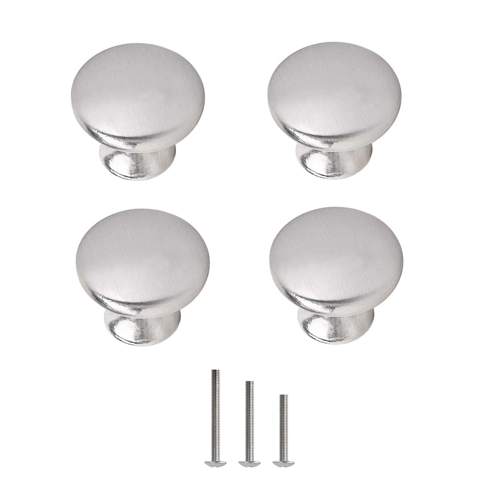 Photo 1 of OctinPris 4X Satin Brushed Nickel Knobs Cabinet Hardware Round Mushroom Knob Wardrobe Drawer Pull Handles 30mm/1.18" for Kitchen Cupboard Furniture Chest Door Dresser Bathroom