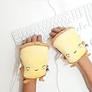 SMOKO Toast Hand Warmers, Fingerless Heated Typing Gloves, Plush Indoor No Finger Mittens