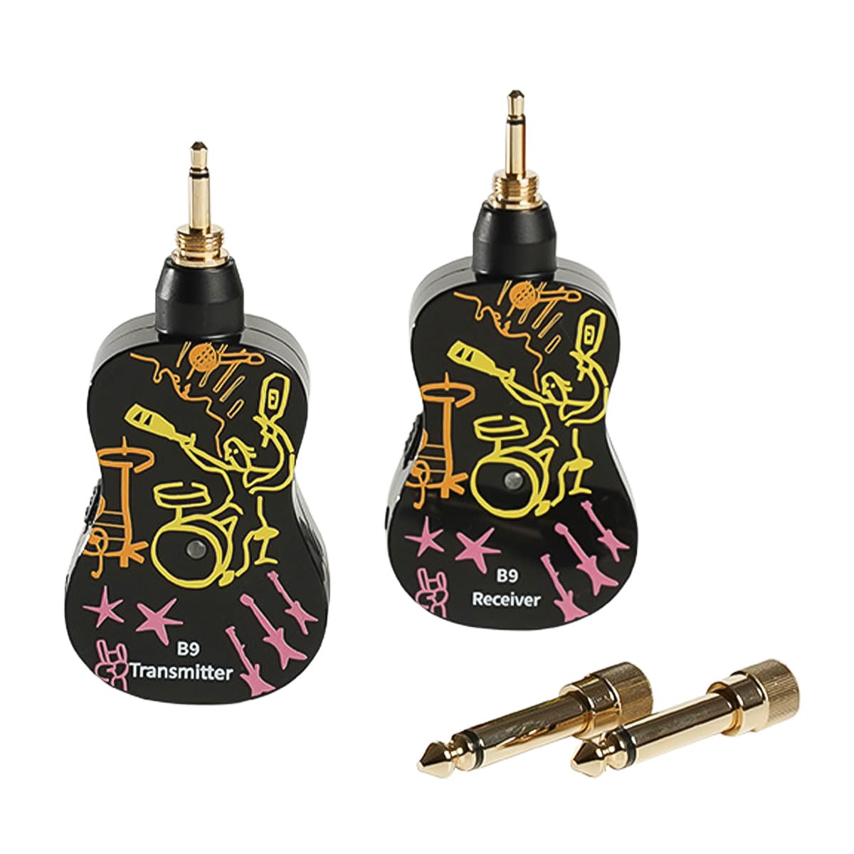 Alnicov Wireless Guitar System,UHF Guitar Transmitter Receiver Rechargeable with Bluetooth Reverb Effect for Electric Guitar Bass Violin B9