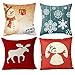 Wonder4 Decorative Sofa Pillow Cases, 4 Pack Christmas Decor Pillow Cases, Snow Man, Deer 18 x 18 Cotton Linen Fabric (1B)