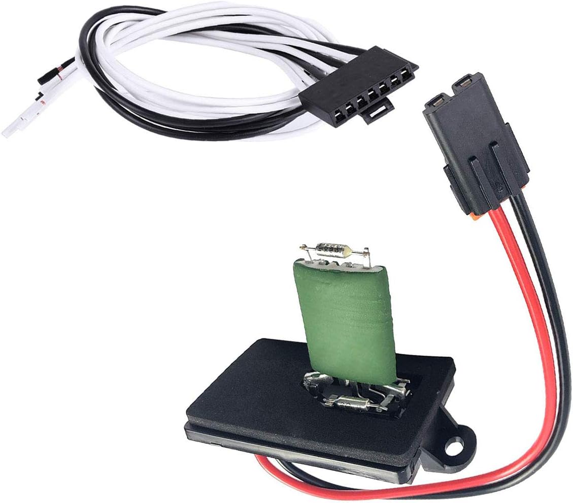 22807122 HVAC Blower Motor Fan Resistor w/Wire Harness Replacement for 1999-2007 Cadillac Escalade, Chevy Avalanche, Silverado, Tahoe, GMC Sierra, Yukon, XL w/Manual Air, Replace# 15305077, 973-409