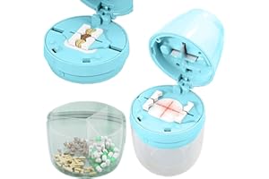 LAUHUW Pill Cutter 1/4 | Precision Quarter Cutter | 3-Section Storage | Crush-Free Blades | Compact Travel Design (Blue)