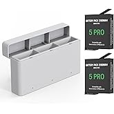 2PCS Replacement Battery Action 5 Pro&4&3 Batteries + Fast Charger Case Accessories Compatible with DJI OSMO 360, Action 6, A