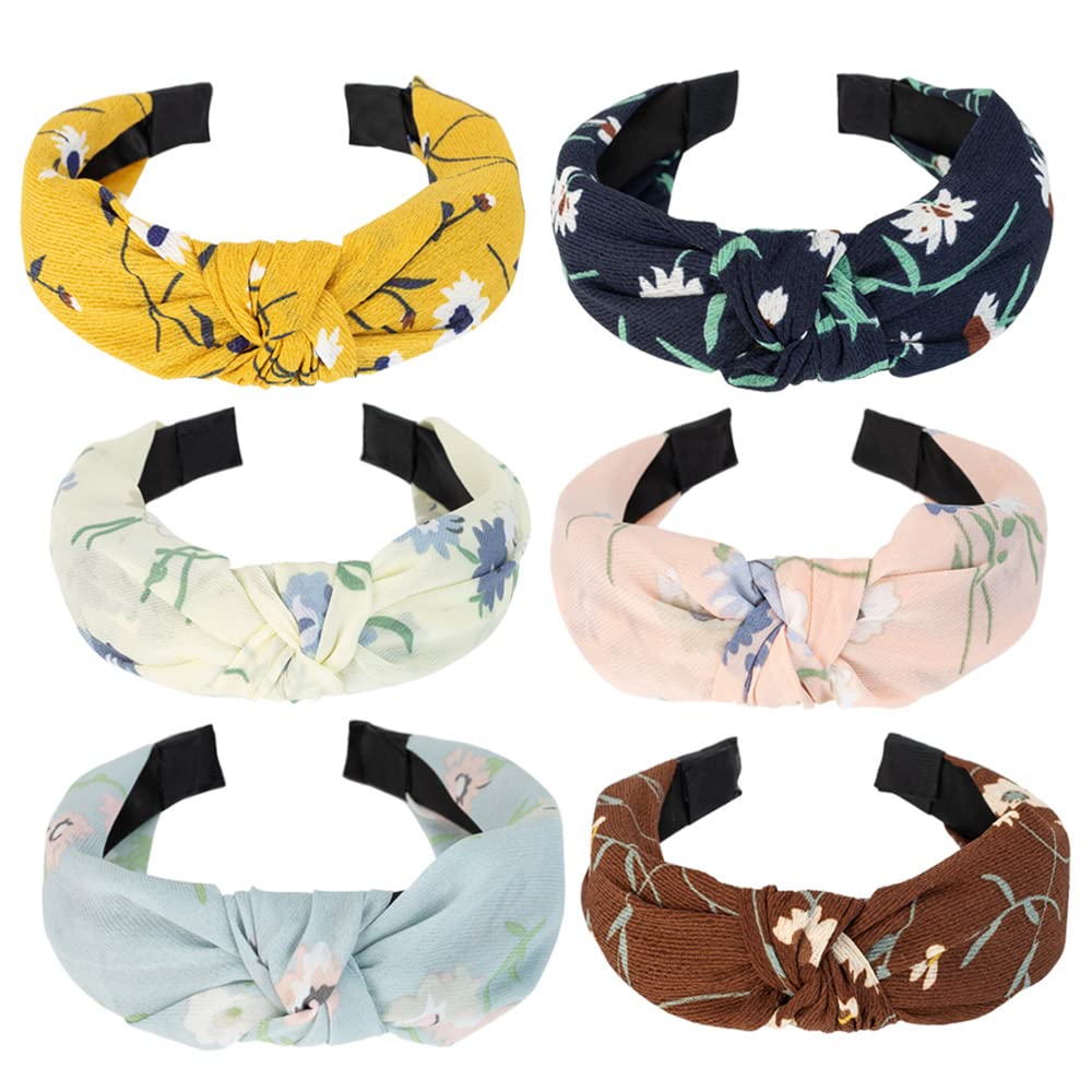 Headbands for Women's Hair Flower Printed Fabric Hair Band Elastic Knot Head band Hair Accessories for Women Girl (Headband_6smallflower)