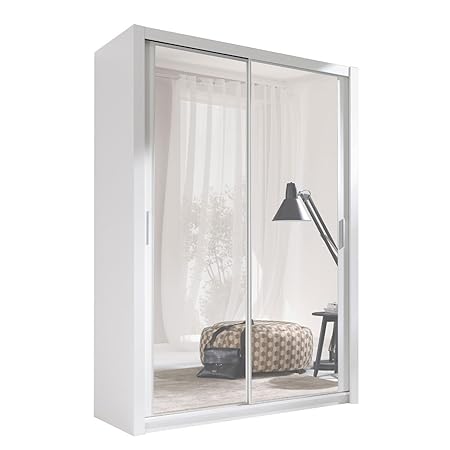 Kleiderschrank mit Spiegel Geodi, Elegante und Modernes Schwebetürenschrank, Schiebetür, Schlafzimmerschrank, Schlafzimmer, J