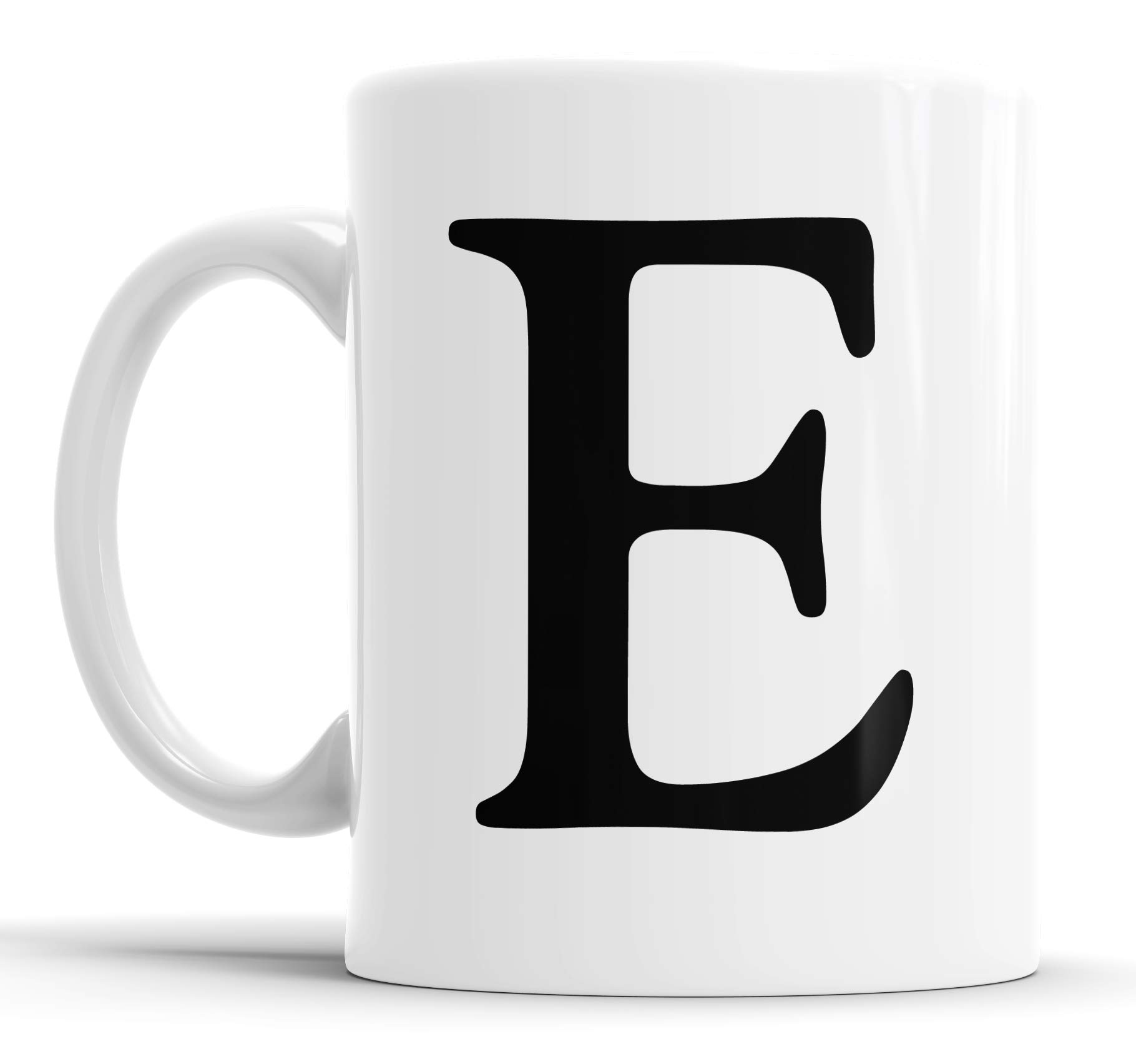 Faithful Prints Alphabet Mug Letter Mugs Initial Coffee Cup Birthday Fathers Day Gift (Letter E)