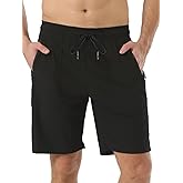 TXJ Sports Men's Athletic Shorts with Zipper Pockets 9" Running Shorts Men Quick Dry Gym Workout Short Lightweight