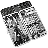 Manicure Kit Firbon 18 in 1 Stainless Pedicure Set with Travel Leather Case (Black)