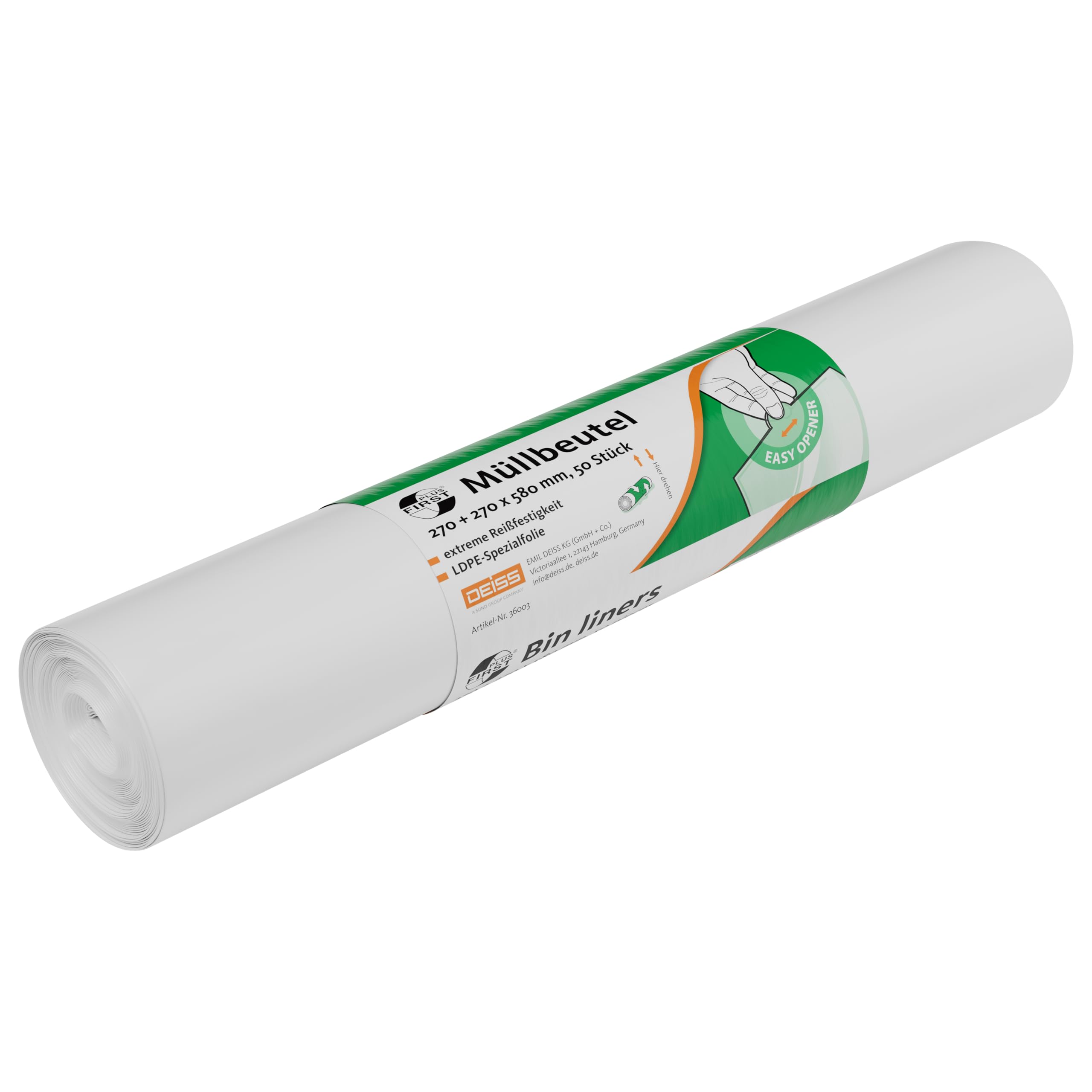 LDPE Bin Liners 1A 33L White 50 Pcs/Roll