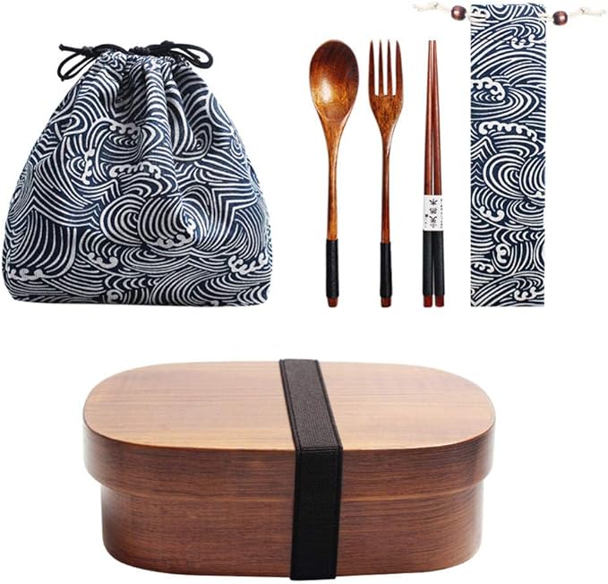 CIVIKY Fiambrera de Madera, Caja bento Japonesa de Picnic para niños
