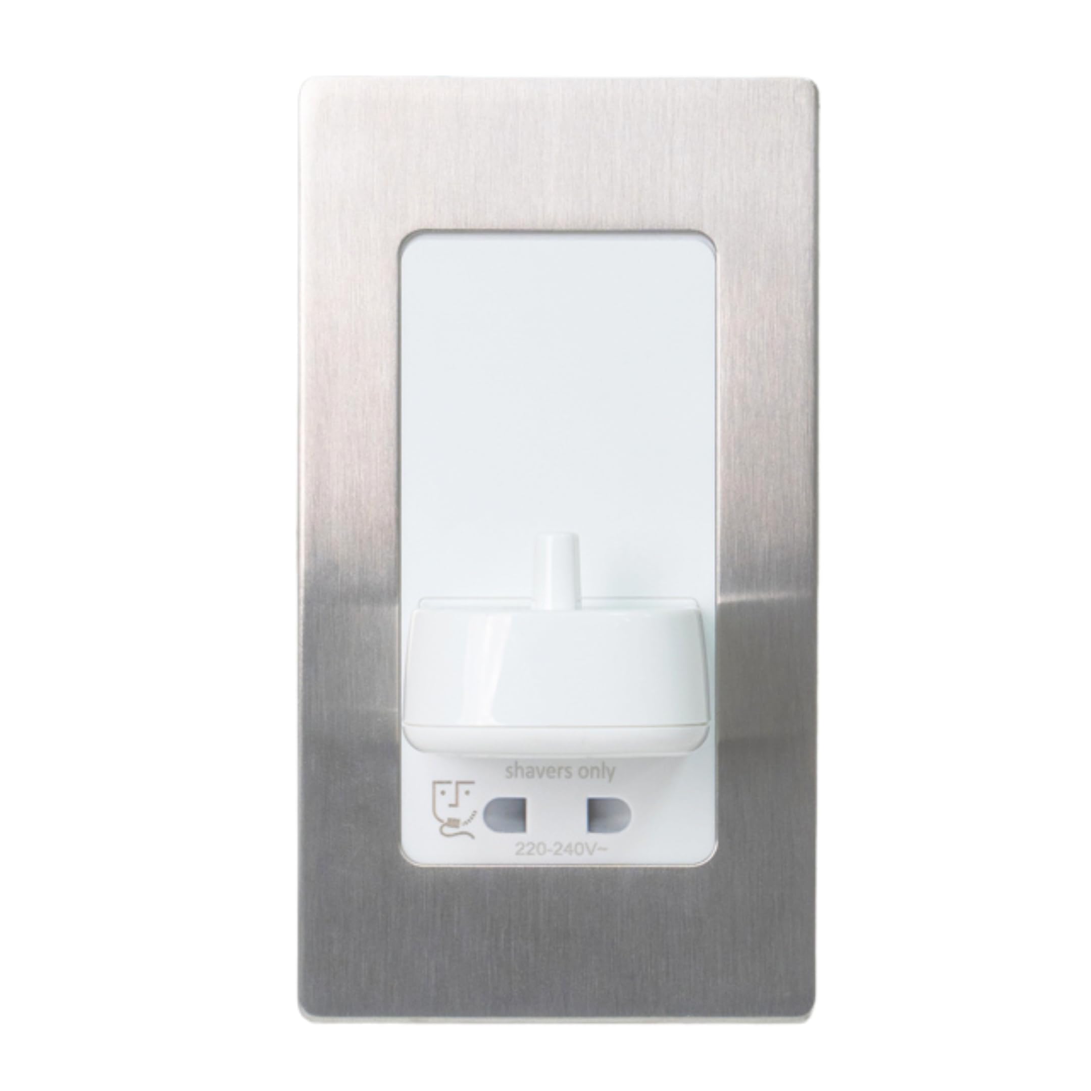 Evoges In-Wall Electric Toothbrush Charger, Compatible with Oral-B & Braun, supplied with additional M3.5 75mm Length Flat Head Screws, by Proofvision (Brushed Steel, Single + Shaver)