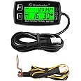 Runleader Digital Hour Meter Tachometer,Engine Temperature Gauge with Alert Temp,3 Backlights Display for Generator Snowmobile Lawn Tractor Pit Bike Compressor Marine Jet Ski (HM035A-TS002-1)