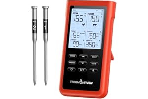 ThermoMaven 3000FT Smart Wireless Meat Thermometer, Sub-1G Long Range, 6 Sensors NIST Certified Accuracy, 2 Thin Probes, Stan