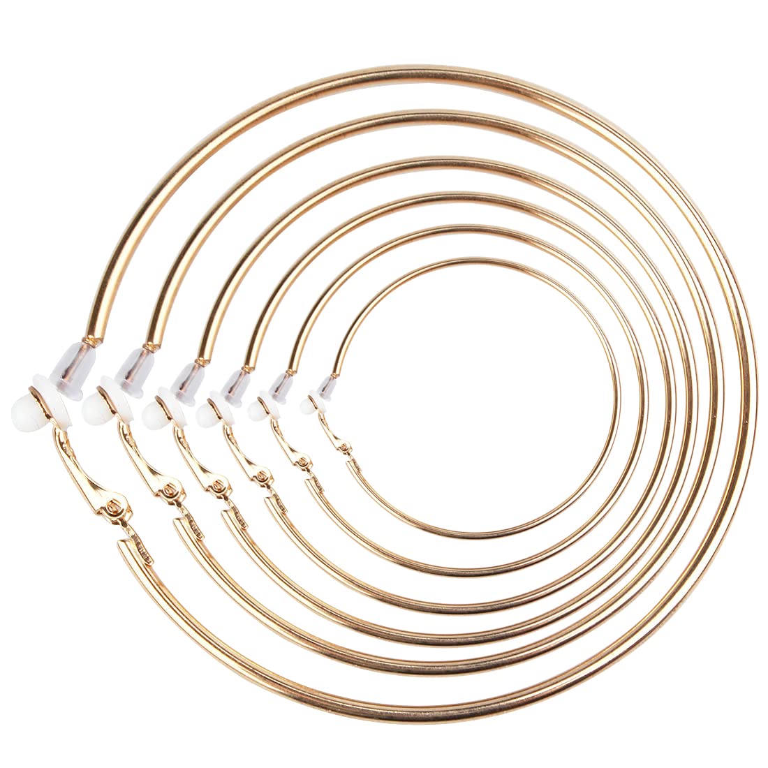 Liuxn 6 Pairs Hoop Earrings Clip On Earrings Non Piercing Earrings Set for Women and Girls, 6 Sizes (Gold)