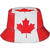 Funny Canada Flag Pattern Bucket Hat for Women Men Girls Red Leaf Fisherman Hat Travel Beach Sun Hat