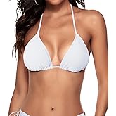 Women's Triangle Bikini Top String Push up Padded Halter Bathing Suit Top