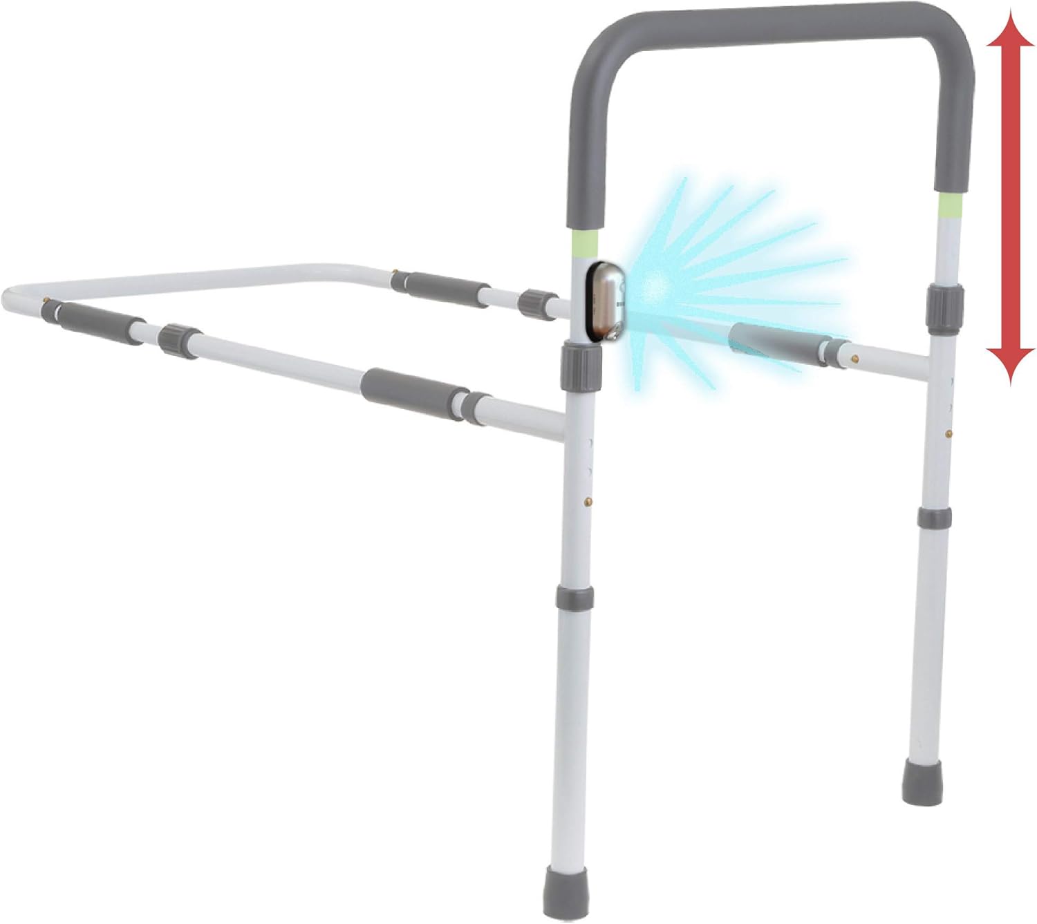 LumaRail Bed Assist Rail, Support Bar Handle. Includes LED Motion Sensor Nightlight + FREE Anchor Strap. New Model works with LOW BEDS and ADJUSTABLE HEIGHT TOP-RAIL ACCOMMODATES THICK MATTRESSES: Home & Kitchen
