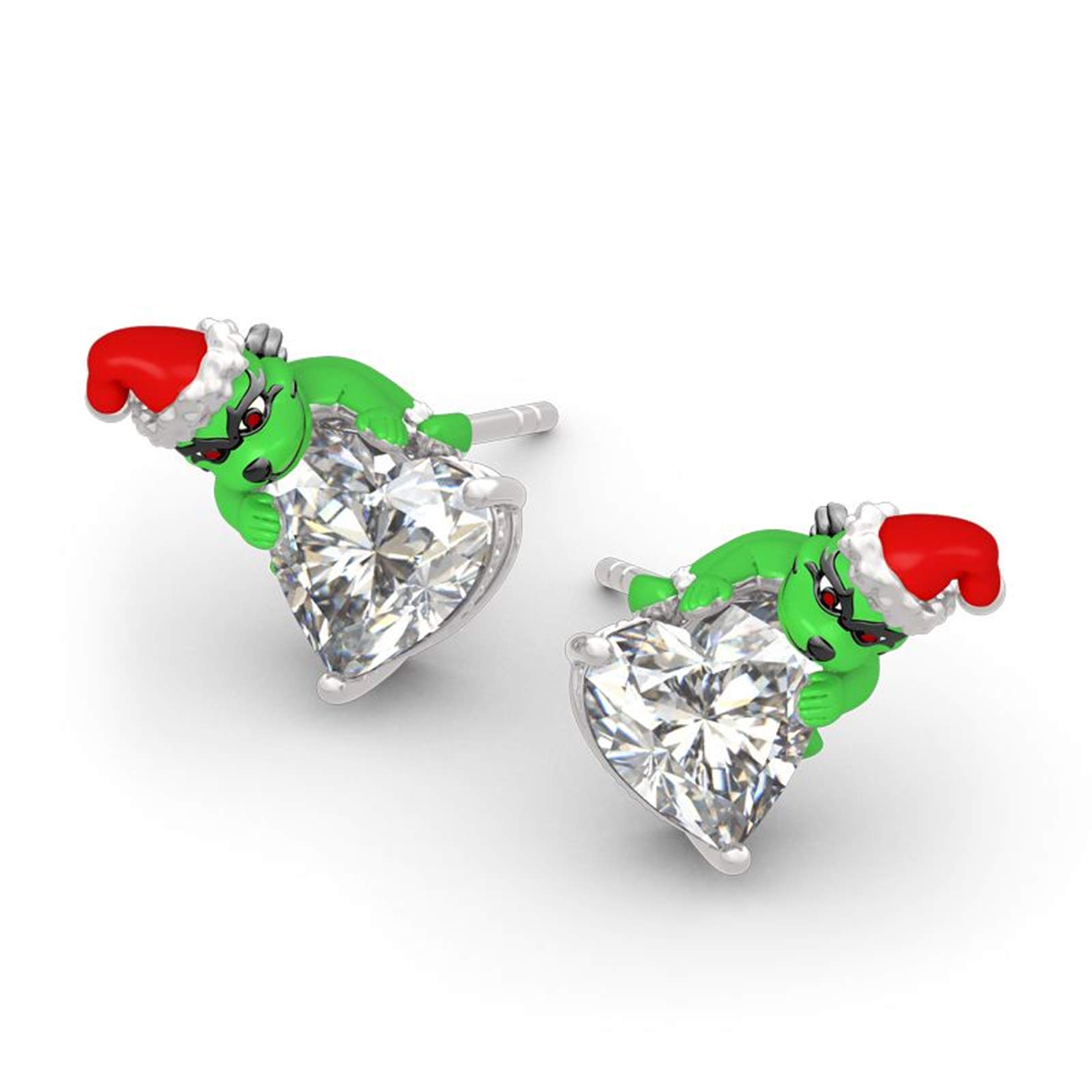 Jeulia Hug Me"Welcome Christmas" Heart Cut Sterling Silver Earrings Fashion Anniversary Engagement W