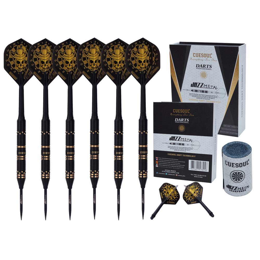 CUESOUL JAZZ-METAL 21g Steel Tip Black Coated Brass Dart Set with AK5 Integrated Flights