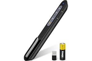 NinjaABXY Presentation Clicker, Wireless Presenter with Red Light Pointer, Clicker for Powerpoint Presentations RF 2.4GHz USB Presenter Remote Google Slide Advancer with Hyperlink Volume Control