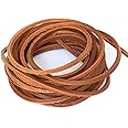 LolliBeads (TM) 3mm Flat Genuine Leather Cord Braiding String Light Brown (5 Yards)