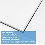 OWLKELA Portable Folding Mirror 16x12cm White PU Leather Travel Vanity view 4