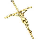 KUXBET Crucifix Wall Cross, Metal Wall Hanging Cross,10inch Gold Jesus Crucifix Home Décor, Gift for Family