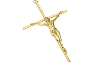 KUXBET Crucifix Wall Cross, Metal Wall Hanging Cross,10inch Gold Jesus Crucifix Home Décor, Gift for Family