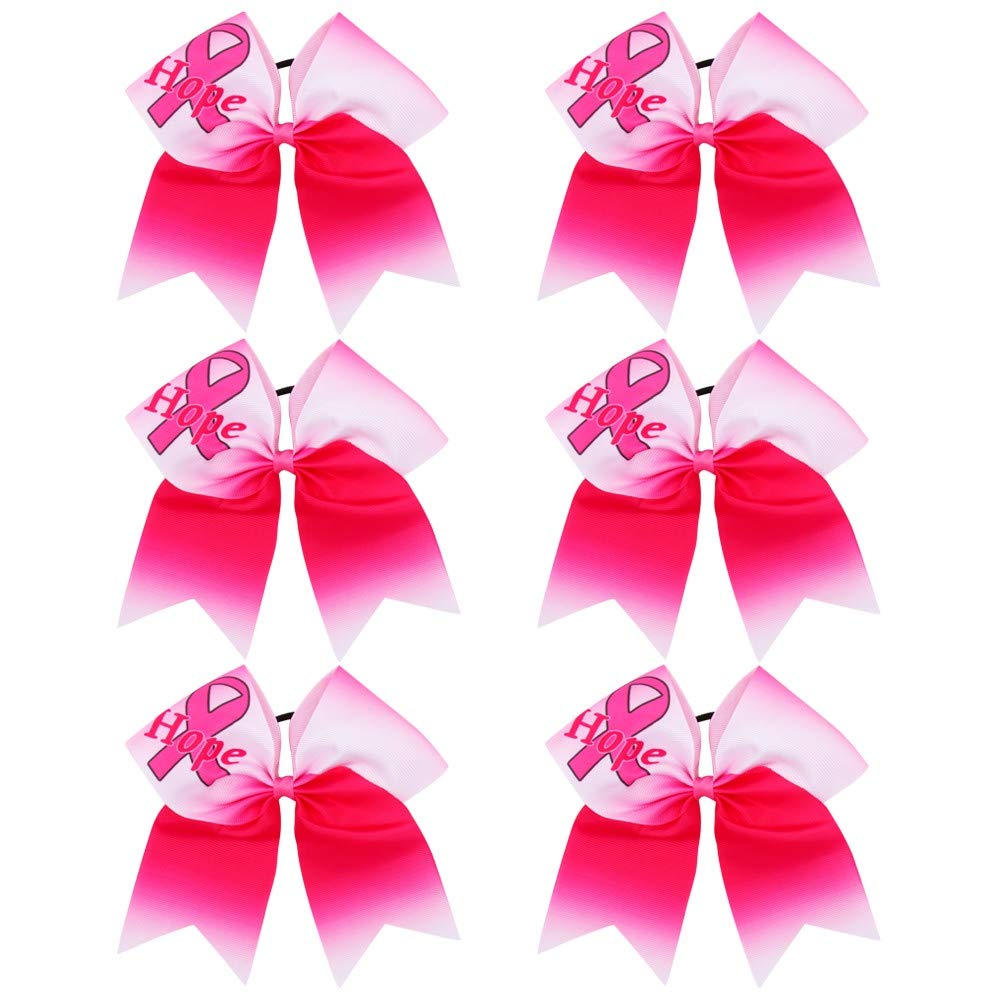 Breast Cancer Cheer Bow Pink Glitter Hope 6PCS Boutique