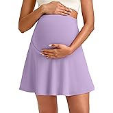 G4Free BareFeel Maternity Tennis Skirt with One Pocket Over The Belly Stretchy Pregnancy Workout Skorts Inner Shorts Golf