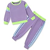 SANMIO Toddler Girl Clothes Outfits Cute Color Block Long Sleeves Top and Pants Sweatsuit 2 Piece Winter Clothing Set