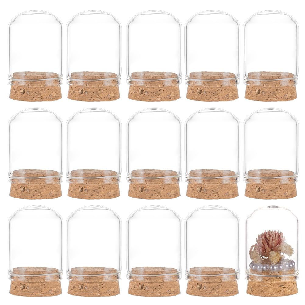 BENECREAT 30 Pack 15ml Glass Jars Bottles, Glass Display Cloche Dome Decoration Bottles (39x30mm) with Cork Stoppers for Party Favors, Arts Projects, Home Decoration