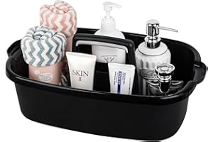 JIATUA Large Cleaning Supplies Caddy Portable Shower Basket Supply Organizer with Handle Plastic Bucket Tool Storage for Bathroom, Bedroom, Kitchen, College Dorm, Garden, Black