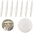 GSYUWIH 7 Pack Paper White Wedding Umbrella,33 Inch White Umbrella for Wedding,Simple and Exquisite Oil Paper Chinese Umbrella,Parasol Umbrella for Wedding Decor DIY Colorful Stage Props