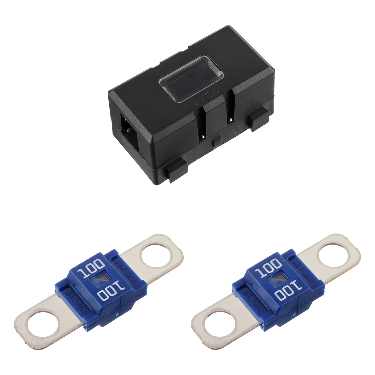 SIGANDG ANS Car Fuse Holder and 2pcs High Current Bolt-On Midi Fuses for Cars Trucks Vehicles（100A Amps）