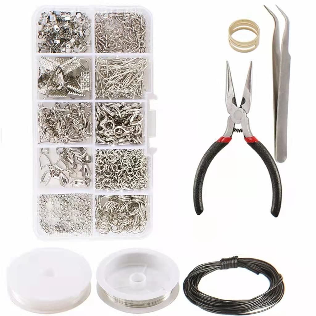 912PCS Ultimate Jewelry Making Kit - Complete DIY Beading Supplies with Pliers, Tweezers, Ear Hooks, Lobster Clasps, Jump Rings, Wires & Storage Case (240g) - Create Earrings, Necklaces, Bracelets