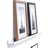 Wallniture Boston Contemporary Floating Wall Shelf - Picture Ledge for Frames Book Display White 46 Inch