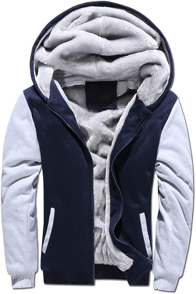 Men's Hooded Zip Hoodie Long Sleeve Hooded Jacket Winter Warm Feast