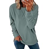 ATHMILE Womens Casual Crew Neck Sweatshirt Loose Soft Long Sleeve Shirts Oversized Pullover Tops Fall Outfits